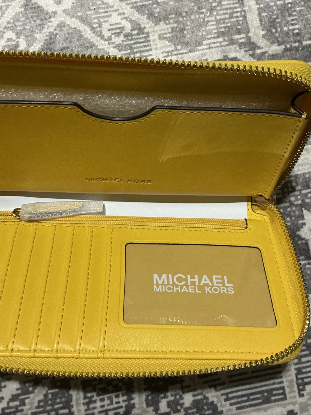 Michael Kors Yellow MK Monogram Zip-Around Wristlet Wallet